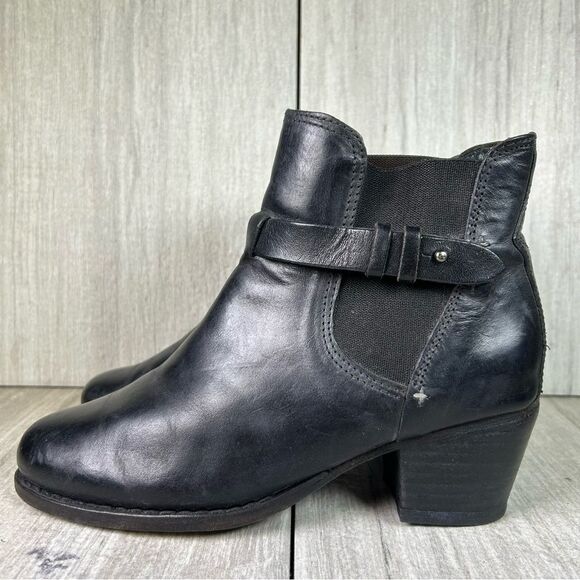 Rag & Bone Durham Black Leather Ankle Bootie Moto Heeled Boots Women’s Size 6 36 - Picture 3 of 10